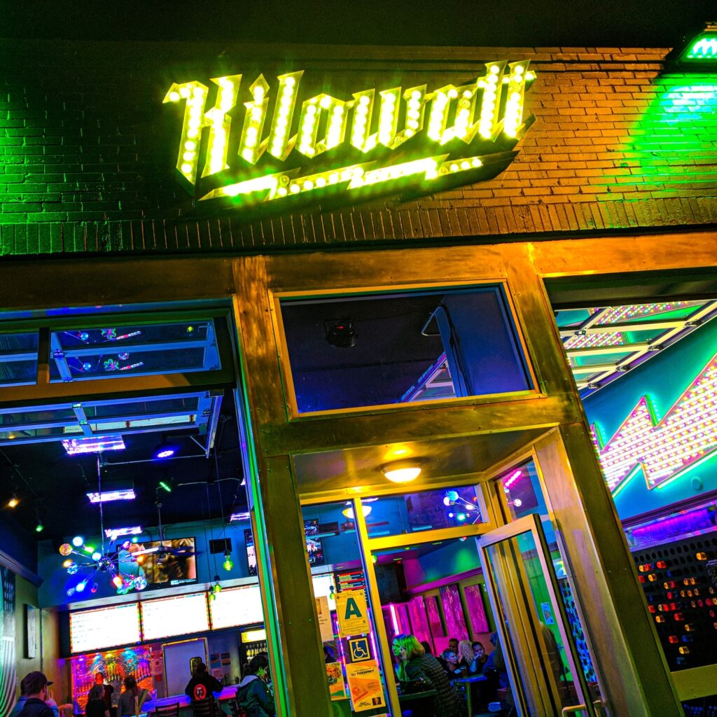 Front entrance sign of Kilowatt brewing