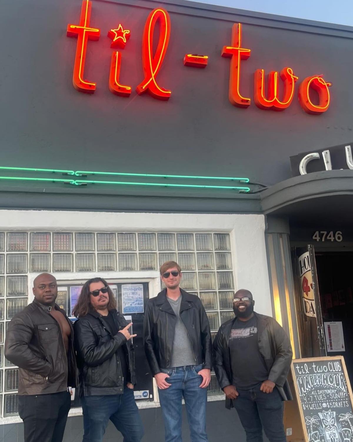 Exterior of San Diego live music bar Til-Two Club in City Heights featuring a band