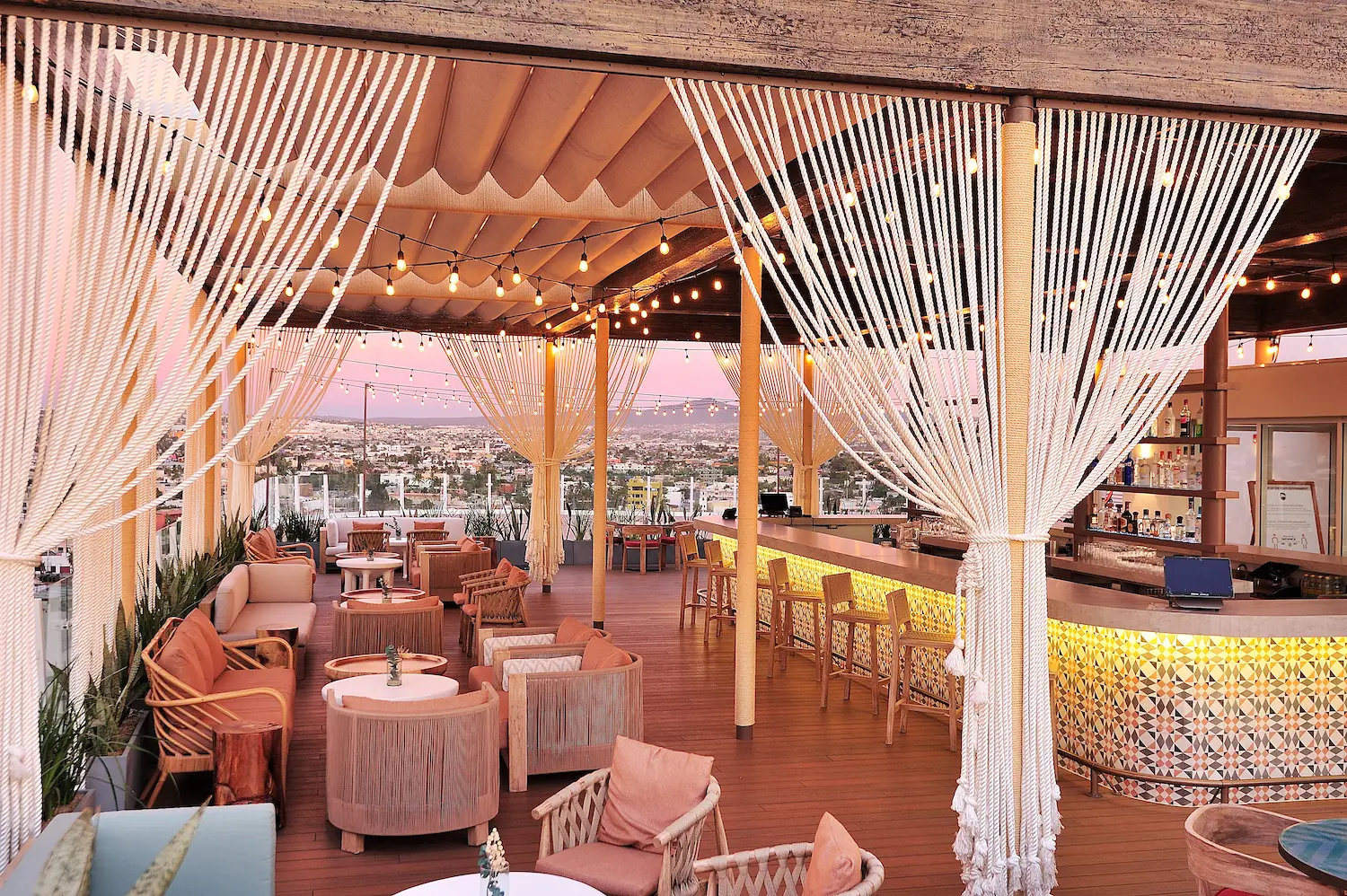 Cabo San Lucas hotel Corazon Resort & Spa featuring the 360 degree rooftop bar